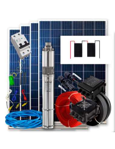 Kit solar Bombeo 400w – 2/4cv Caudal max. 1600 Litros/hora Altura 80 metros