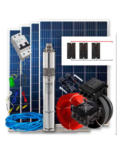 Kit solar Bombeo 550w – 3/4cv Caudal max. 3200 Litros/hora Altura 54 metros