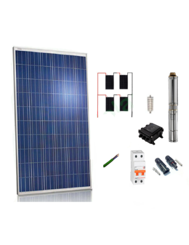 Kit solar Bombeo 900w / 1.2cv Caudal max. 2200 Litros/hora Altura 140 metros