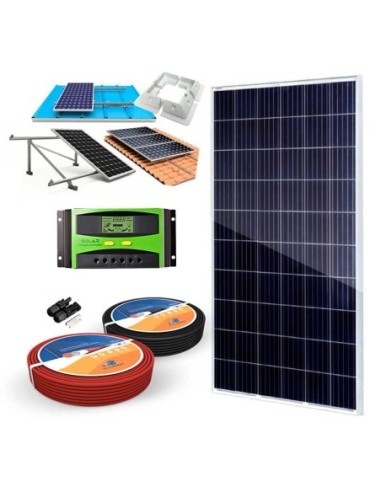 Kit Solar 24V 280W/h Regulador 20A con Pantalla LCD