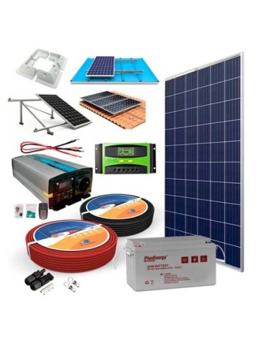 Kit Solar 12v 150w Hora Regulador 20a, Inversor 1000W y batería