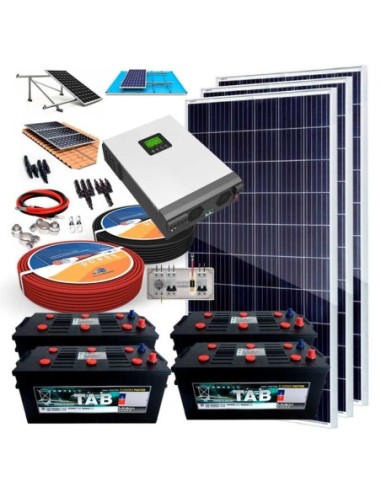 Kit Solar 24V 1200W con Inversor Híbrido 6000Wh/día