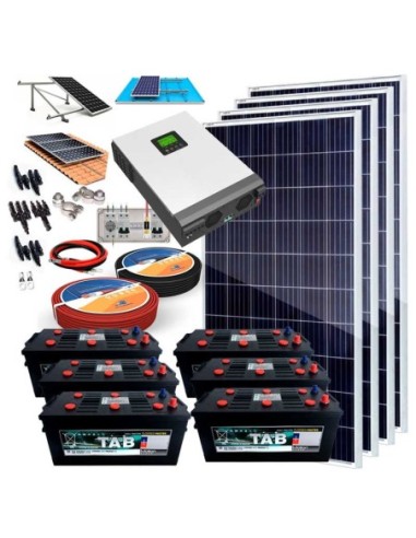 Kit Solar 24V 1800W con Inversor Híbrido Baterias Cpzs