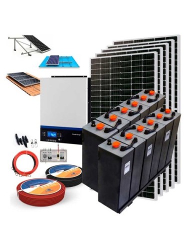 Kit Solar 24V 2000W Inversor Híbrido con Baterías CPzS 2V