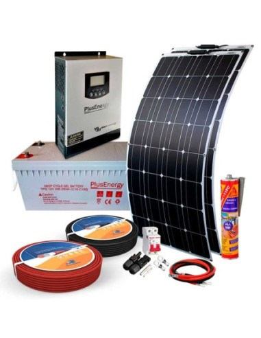 Kit solar 12v Panel Solar Flexible 150W Inversor Multifuncion 1000VA