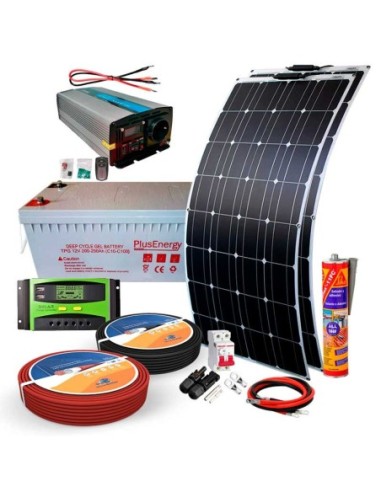 Kit solar 12V Panel Solar Flexible 150W Inversor con mando 1000W